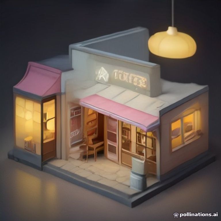 3D render of a tiny cozy coffee shop, made with MIM
